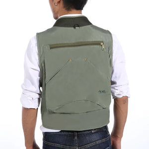 Utility pocket cargo vest in khaki, army green, pea green or grey