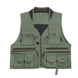 Utility pocket cargo vest in khaki, army green, pea green or grey
