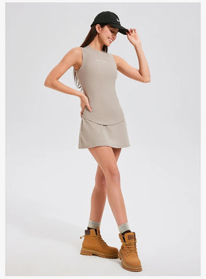 V Neck Black Skort Set