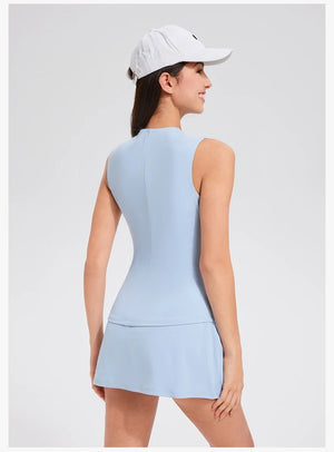 V Neck Black Skort Set