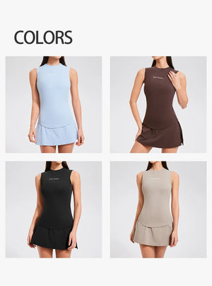 V Neck Black Skort Set