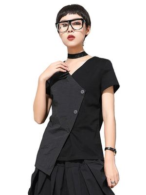 V Neck Black T Shirt Women's