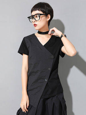 V Neck Black T Shirt Women's