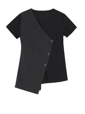 V Neck Black T Shirt Women's