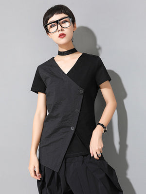 V Neck Black T Shirt Women's