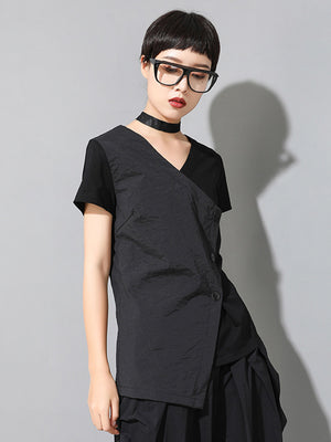V Neck Black T Shirt Women's