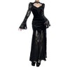 V-neck Long Goth Velvet Dress
