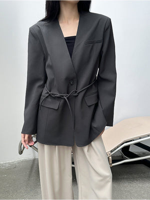 V-neck Women Spring Jacket Suit