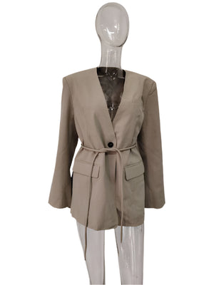 V-neck Women Spring Jacket Suit