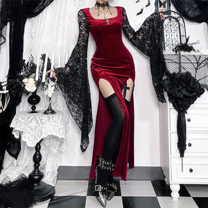 Velvet Red Goth Dress