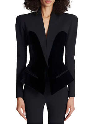 Velvet Spliced Women Jacket Spring