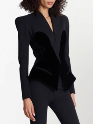 Velvet Spliced Women Jacket Spring