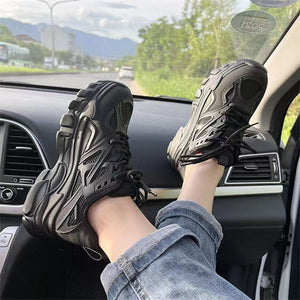 Versatile Black Platform Sneakers