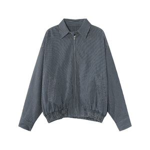 Vertical Stripe Y2K Zipper Jacket