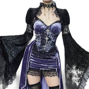 Victoria Purple Gothic Dress - product view on white background