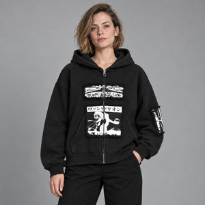 Vintage Embroidered Y2k hoodie – worn by a woman