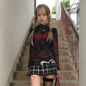 Vintage Gothic Red Y2K Top