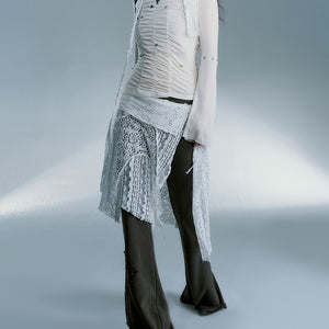 Vintage Irregular White Skirt Y2K
