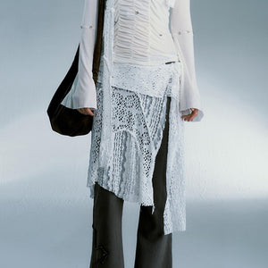 Vintage Irregular White Skirt Y2K