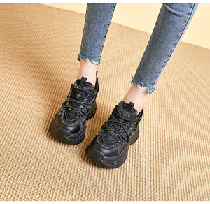 Vulcanize Black Platform Sneakers