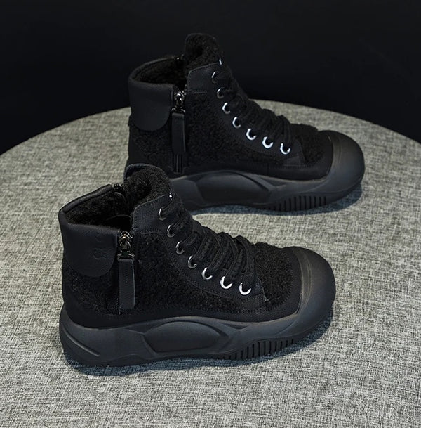 Vulcanized Black Platform Sneakers