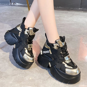 Warm Fur Black Platform Sneakers