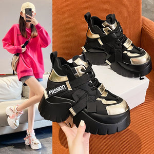 Warm Fur Black Platform Sneakers