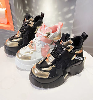 Warm Fur Black Platform Sneakers