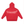 Back of the red hoodie, plain, the wash fading the shoulders towards a lighter centre