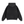 The black hoodie photographed at an angle, hood settled, showing the short boxy silhouette