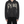 A model wears the black hoodie with the hood down, the body cut short and square at the hem