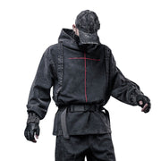 Sweat à capuche en denim délavé style technique