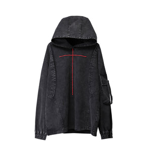 Washed Denim Techwear Hoodie