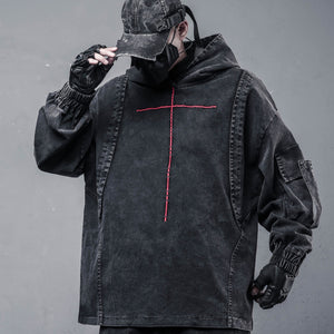 Washed Denim Techwear Hoodie