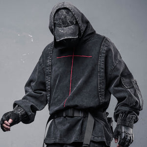 Washed Denim Techwear Hoodie