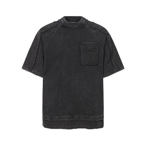 Grey and black washed distressed mens t shirt in pure cotton
