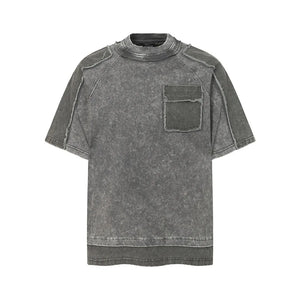 Grey and black washed distressed mens t shirt in pure cotton