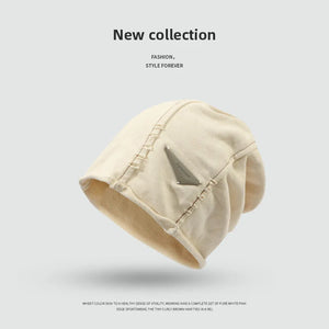 Autumn Washed Vintage Beanie Head Wrap Hat Man Woman Japanese Fashion Stacked Hat Pure Cot - Beige