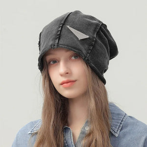Autumn Washed Vintage Beanie Head Wrap Hat Man Woman Japanese Fashion Stacked Hat Pure Cotton Distressed Retro Skull Cap