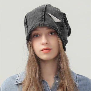 Autumn Washed Vintage Beanie Head Wrap Hat Man Woman Japanese Fashion Stacked Hat Pure Cotton Distressed Retro Skull Cap