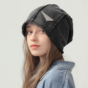 Autumn Washed Vintage Beanie Head Wrap Hat Man Woman Japanese Fashion Stacked Hat Pure Cotton Distressed Retro Skull Cap