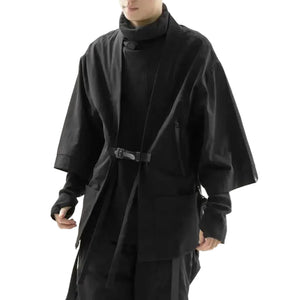 Waterproof Techwear Kimono Robe in black — dark techwear streetwear, view 1 of 7