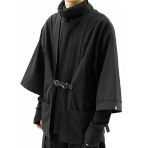 Waterproof Techwear Kimono Robe in black — dark techwear streetwear, view 3 of 7