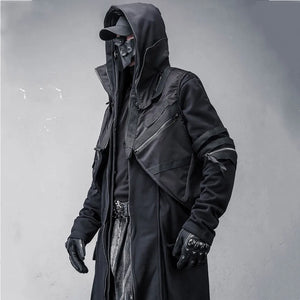 Black webbing tactical techwear vest with multiple pockets