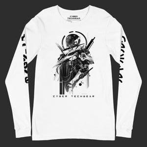 White And Black Graphic Long Sleeve Shirt