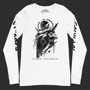 Chemise à manches longues à imprimé graphique blanc et noir