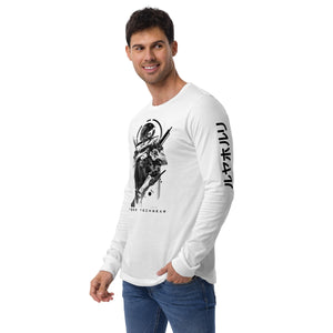 White And Black Graphic Long Sleeve Shirt