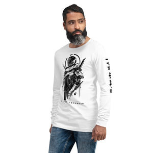 White And Black Graphic Long Sleeve Shirt