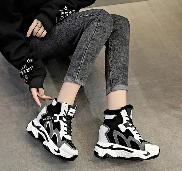 White And Black Platform Sneakers