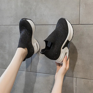 White And Black Platform Women Sneakers